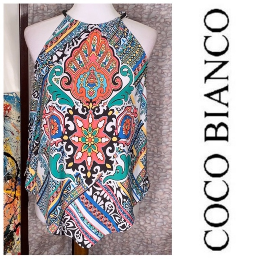 Coco Bianco abstract multicolored sleeveless asymmetric top